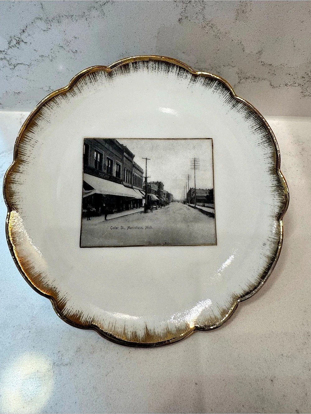 Antique Vienna Austria Manistique Michigan Cedar Street Souvenir Plate